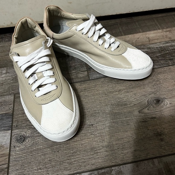 BOEMOS Italian Leather Sneaker Low Top Lace Up Women's Made in Italy Taupe WH - Picture 4 of 11